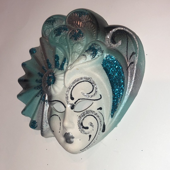 Hand Crafted Painted Venice Italy Venetian Carnival Mask Small Wall Hang Decor - Picture 7 of 10